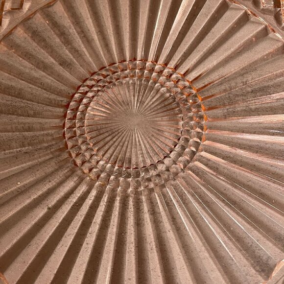 Vintage Anchor Hocking Waterford Waffle Depression Glass Pink Cake Plate 14" - Picture 5 of 5